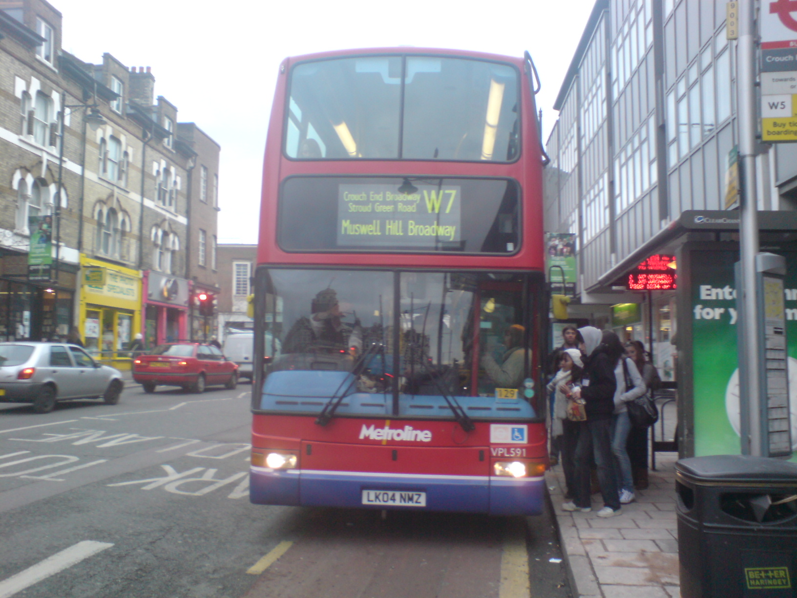 The W7 bus on Crouch End Broadway, due to reopen on Friday 18 September after roadworks on Crouch Hill.